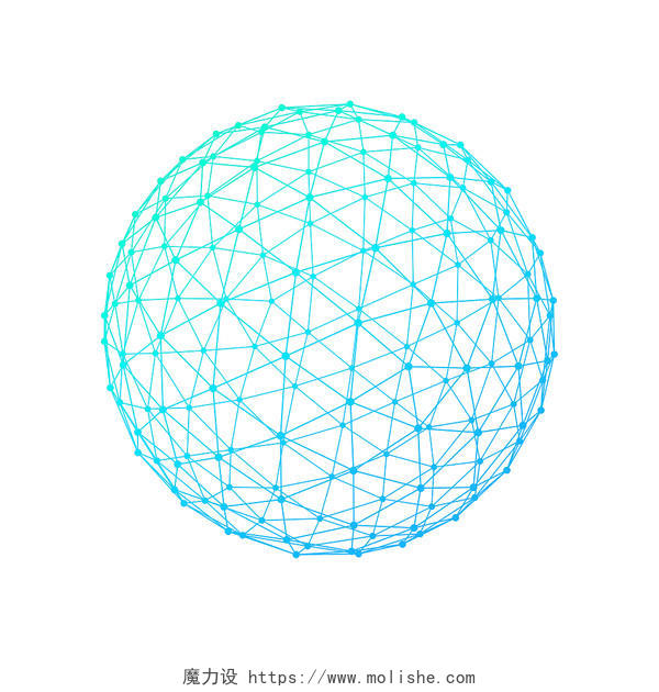 蓝色卡通几何线条球素材卡通几何线条元素